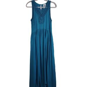 Anthropologie x Mermaid Sea Blue Macrame Maxi Dress Small